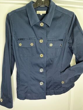 Jones New York Navy Button-Front Jean Jacket